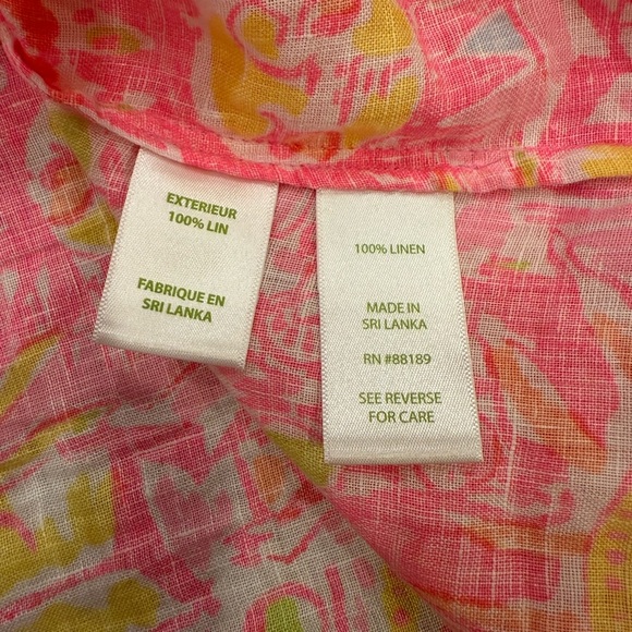 Lilly Pulitzer Sleeveless Dress Size Small Pink Yellow Linen Sundress - Picture 8 of 11